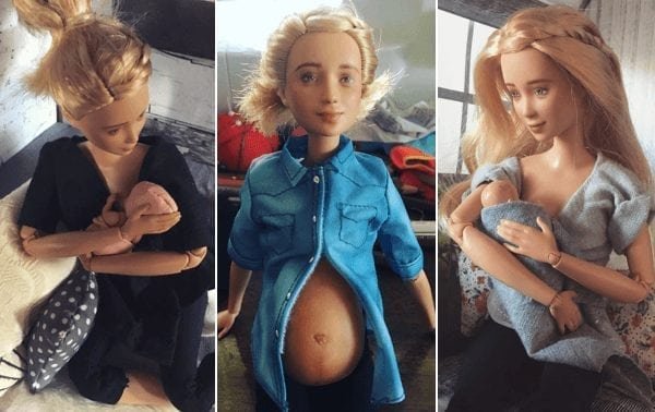 Una mamá creo la primera Barbie embarazada y que amamanta a su bebé