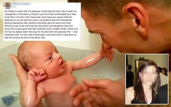 Su mujer le prohibió bañar a su propia hija porque "tienen partes del cuerpo distintas"